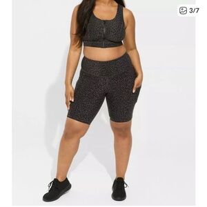 Happy Camper by Torrid Leopard Print Strappy Back Sports Bra and Shorts 4